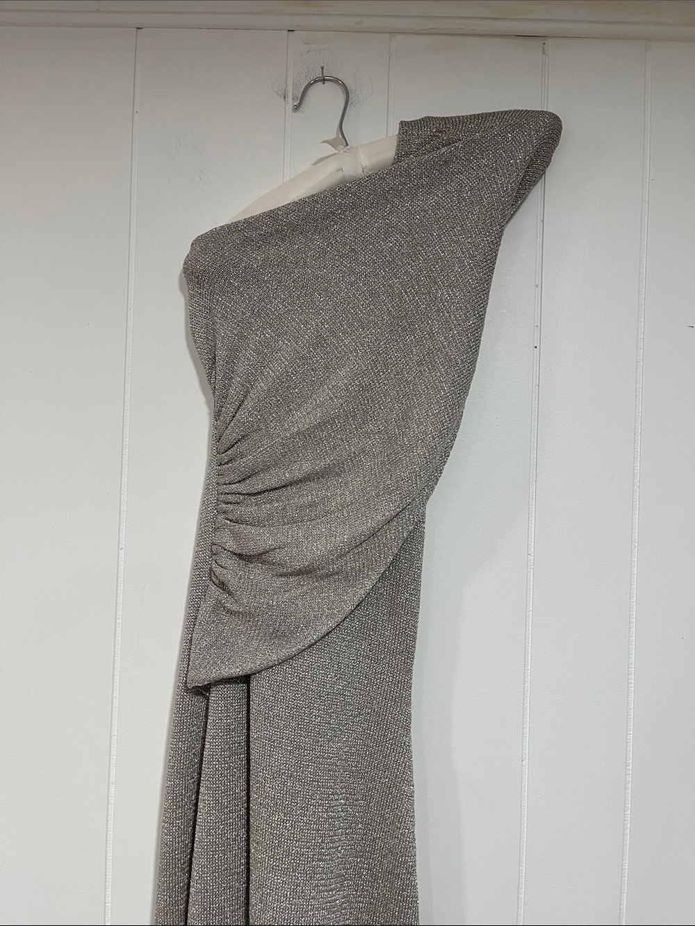 Meshki Silver Metallic Knit Top - Shimmering Lurex Detail S - Picture 3 of 11